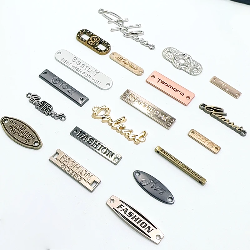 Fashion Design Engraved Embossed Brand Name Custom Metal Logo Labels Tag for Clothing