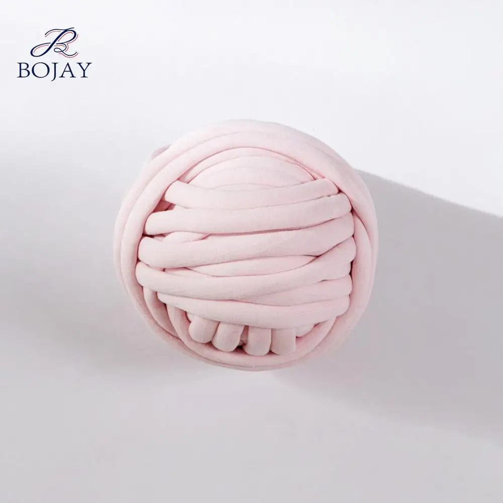 Various colors stock 100% cotton machine washable cotton roving poly fiber filled tube braid hand knitting chunky yarn