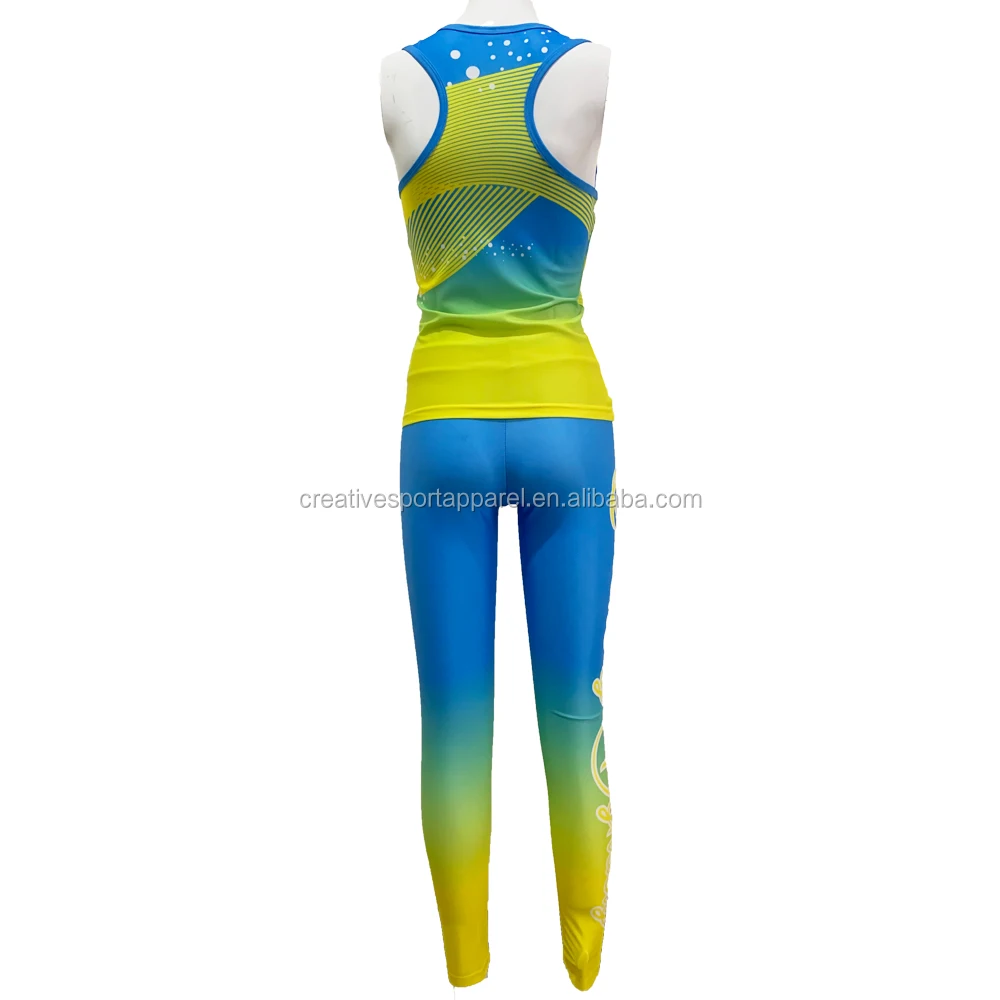 Custom Sublimation Wholesale Cheerleader Cheerleading tank top Capri Leggings