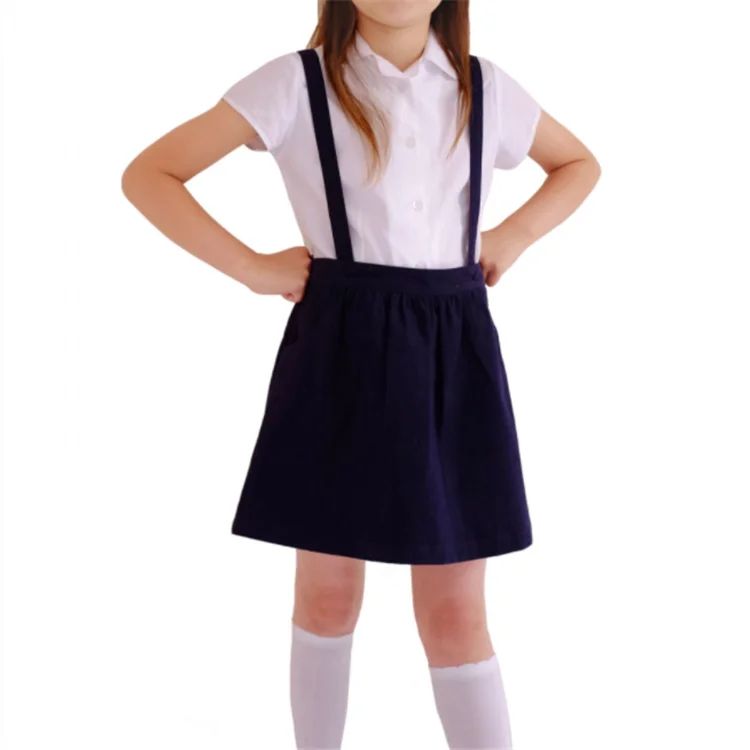 Cute Kids Uniform Dress Plain Uniform Jumper Dress Custom Children School Dress
