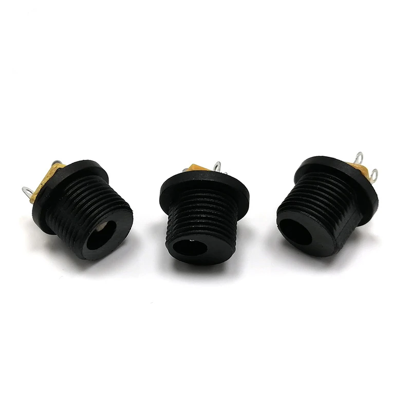 Low Voltage Vertical 3 Pin Mini DC Power Jack Socket 0.5A Black Connector
