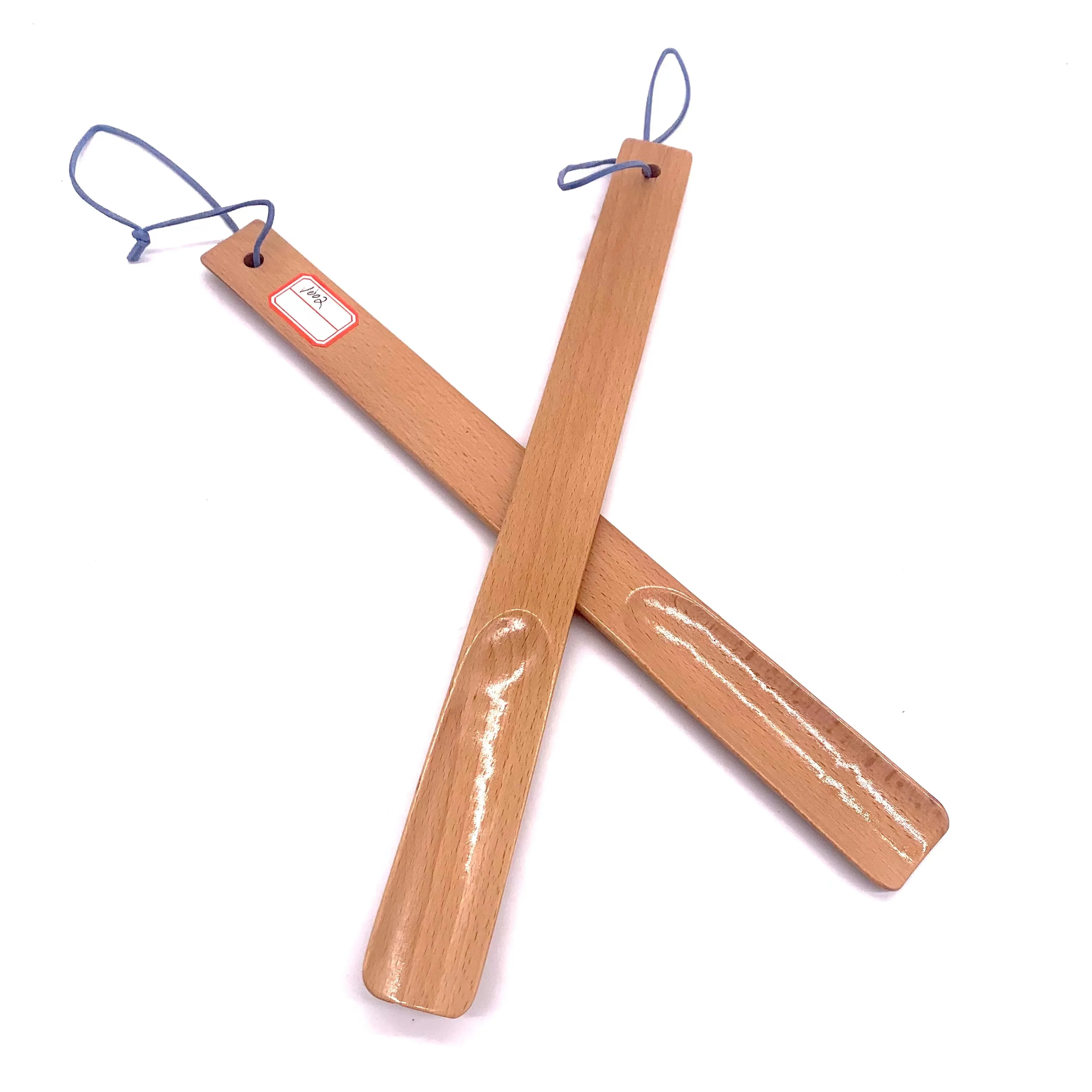 Factory Wholesale Hotel Customized 38CM Shoehorn shoe horn with logo Environmentally friendly wood long handled shoe horn