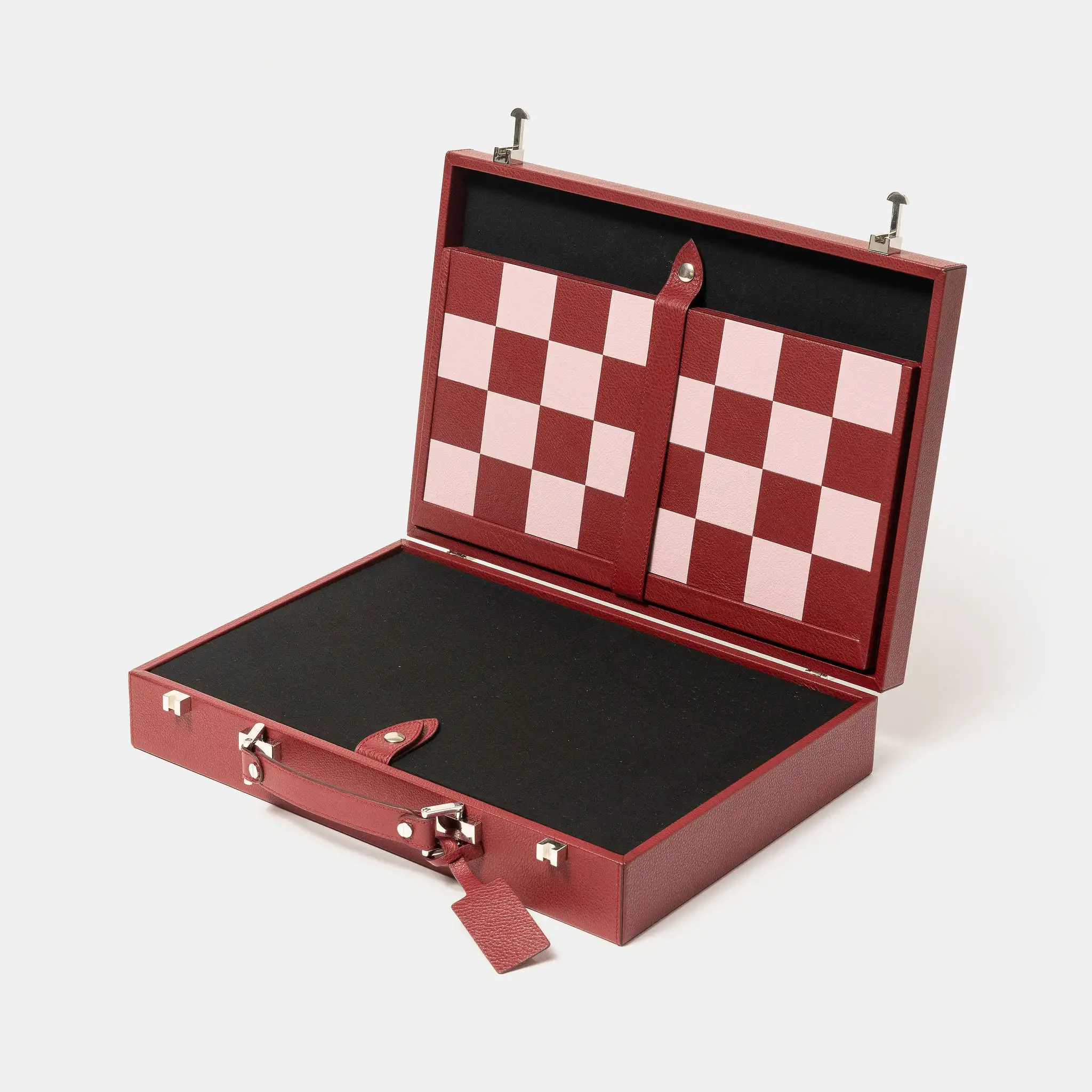 Custom Wholesale Luxury Handle Storage Box 2 In1 Leather Chess And Backgammon For Fun