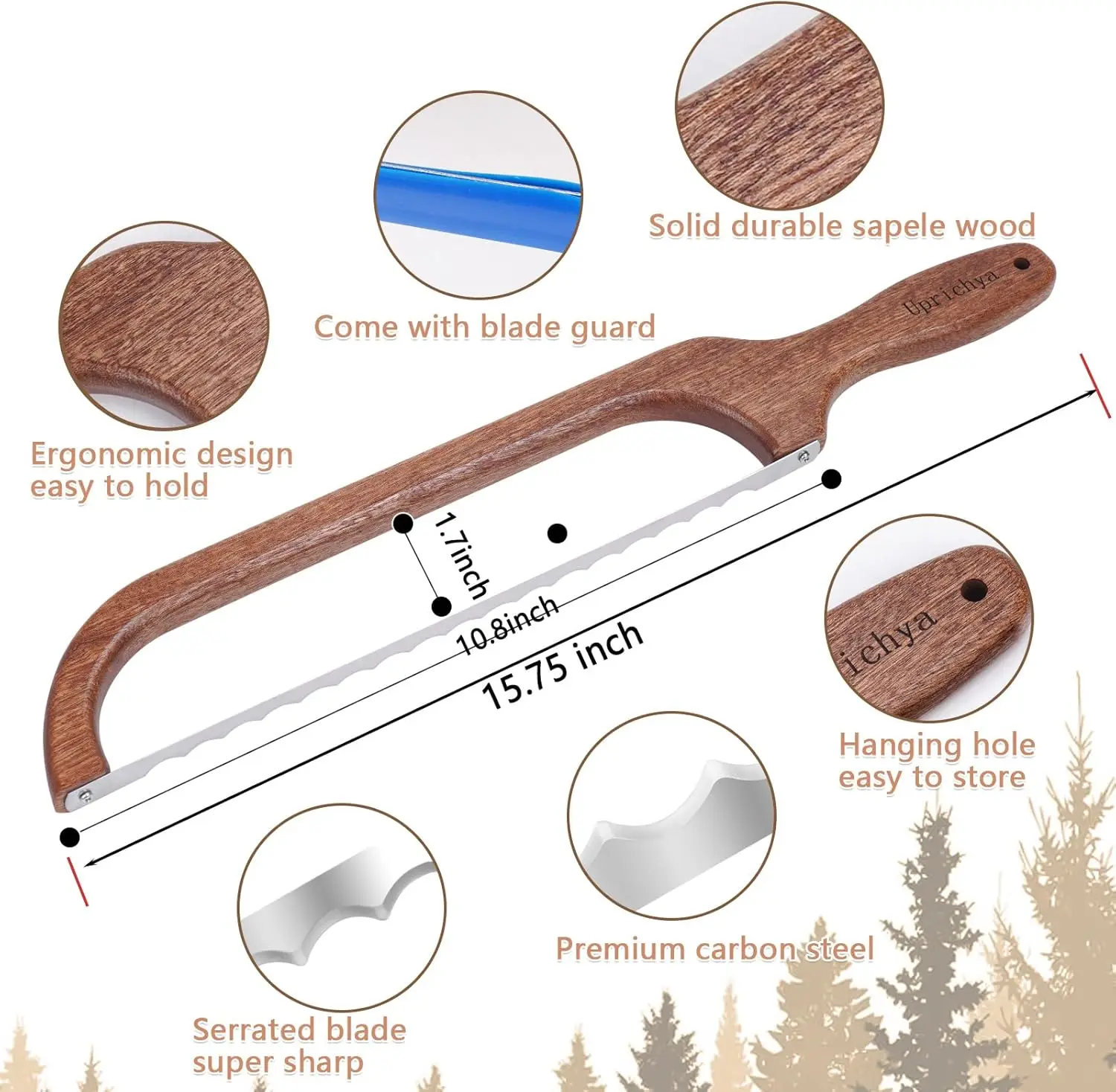 Wooden Bread Bow Knife, Sourdough Bread knife Cutter for Homemade Bread Baguettes Sandwich