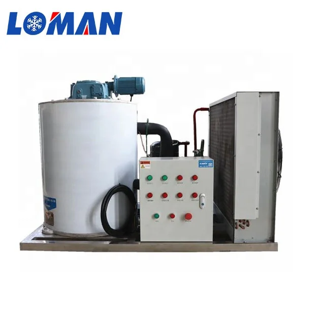 Loman Industrial snow Ice Making Machine With ice bin  Freshwater 1 tons Flake Ice Maker Machine For Fish