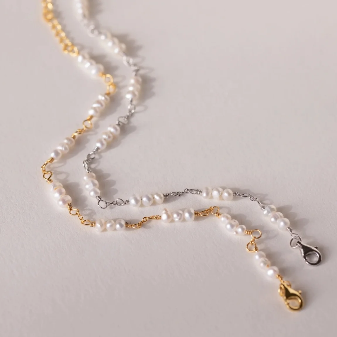 Minimalist Multi Pearls Charm Bracelet Handmade Gemstone Bridesmaid Gift Dainty Pearl Bracelet for Women Jewelry