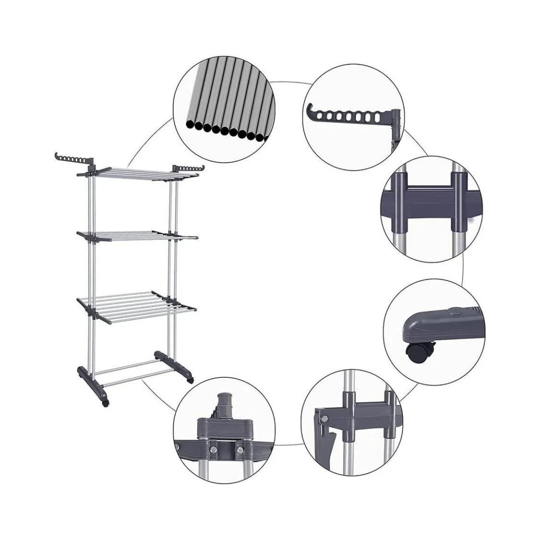 3-уровневый компактный стеллаж для сушки ткани выдвижной складной органайзер хранения шкафа с подвижными слоями