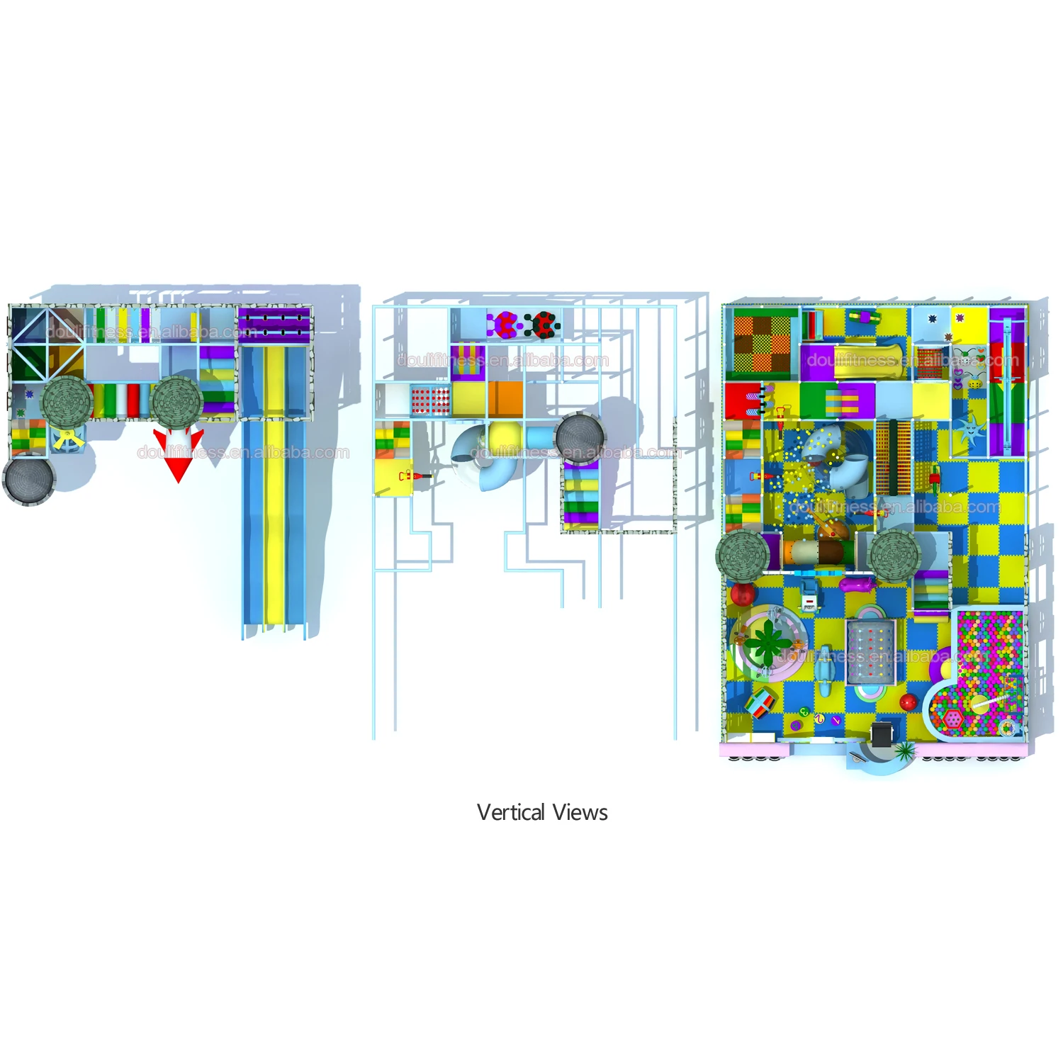 Dream customizable giant 150sq.m play area 4 levels castle theme indoor maze playroom playground equipment for kids