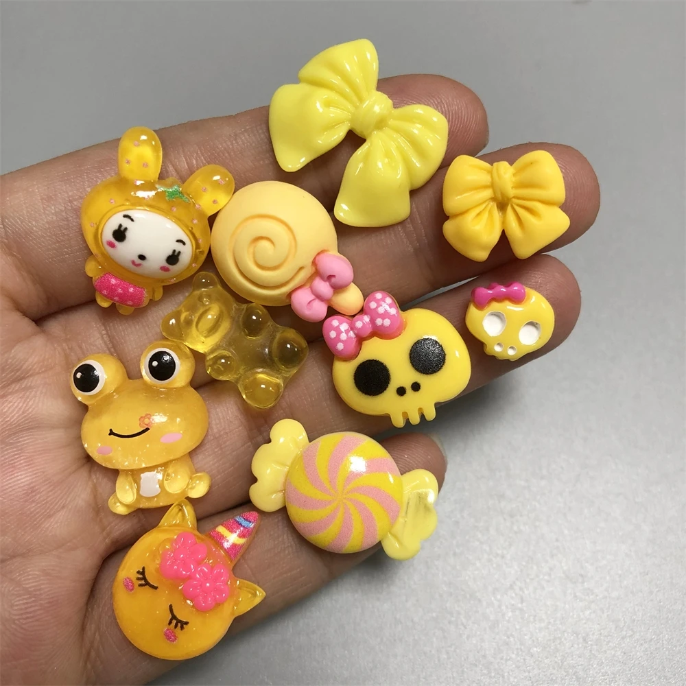 Spring Youthful Kawaii Bear Skull Head Lollipop Bunny Kitten Candy Bow Tie Set 3D Nail Art Charms Decor Phone Case Accessories