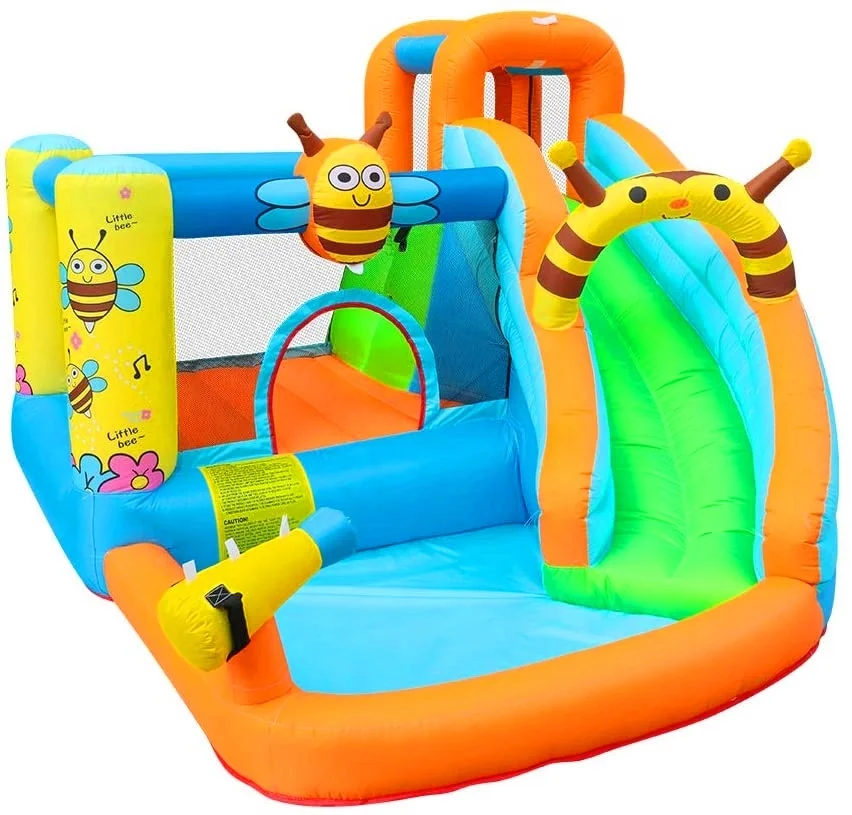 Wholesale Nylon Fabric Inflatable little bee  jumping Bouncy House  , Inflatable Small bouncer  with Slide  For Children