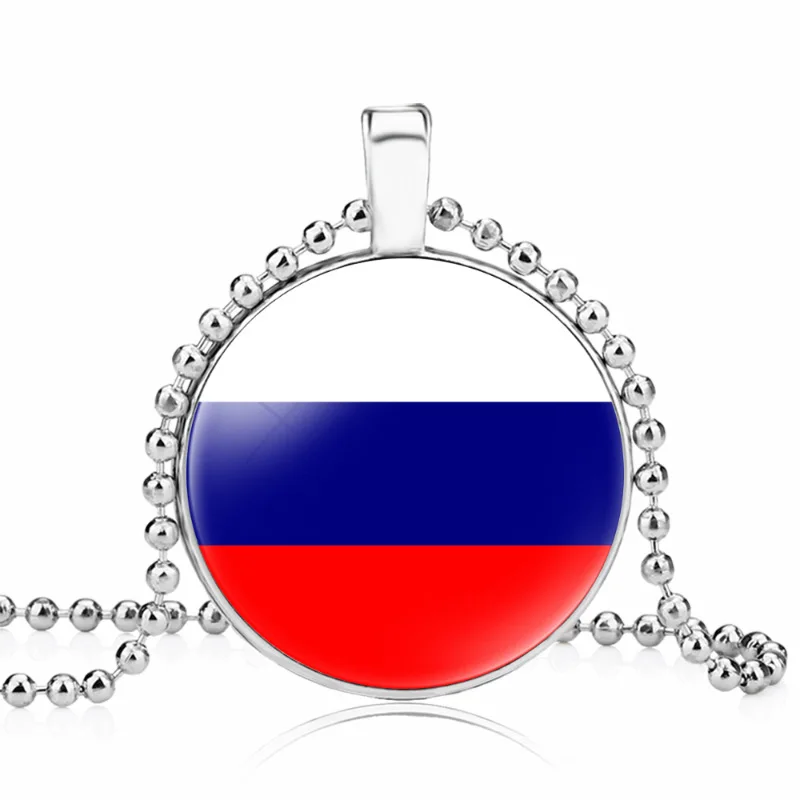 britain Flag Design Glass Dome Pendant Trays Bezel Setting Necklace Country Flag Chain Necklace