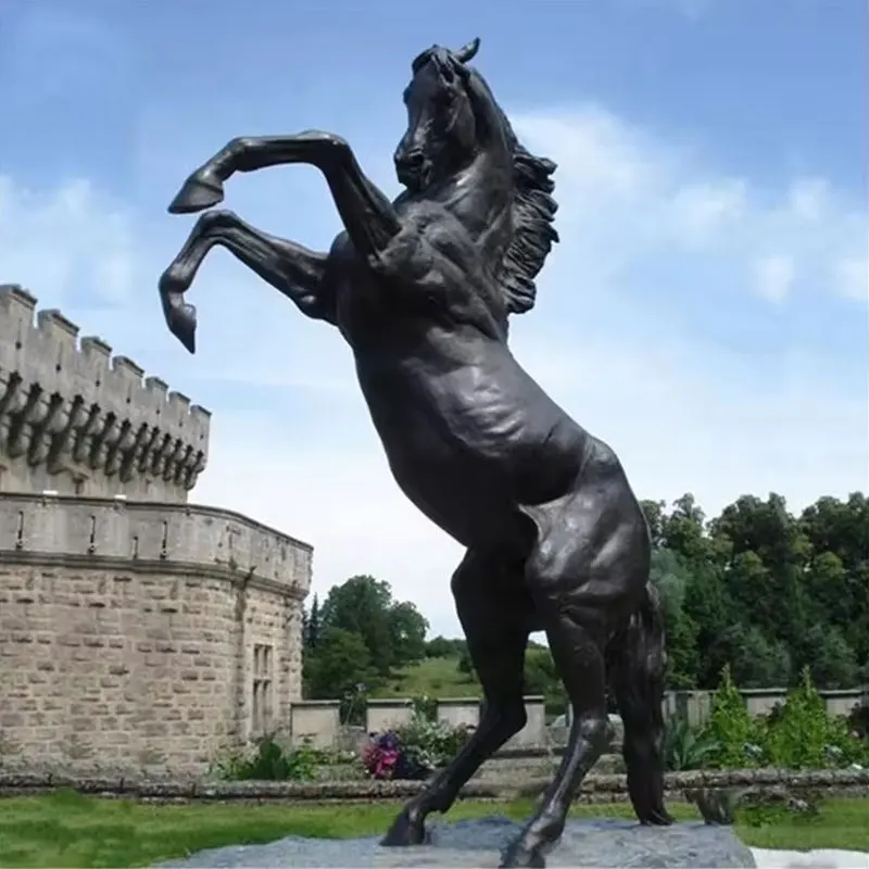 Outdoor entrance decoration giant copper brass horse statue antique bronze roaring horse sculpture