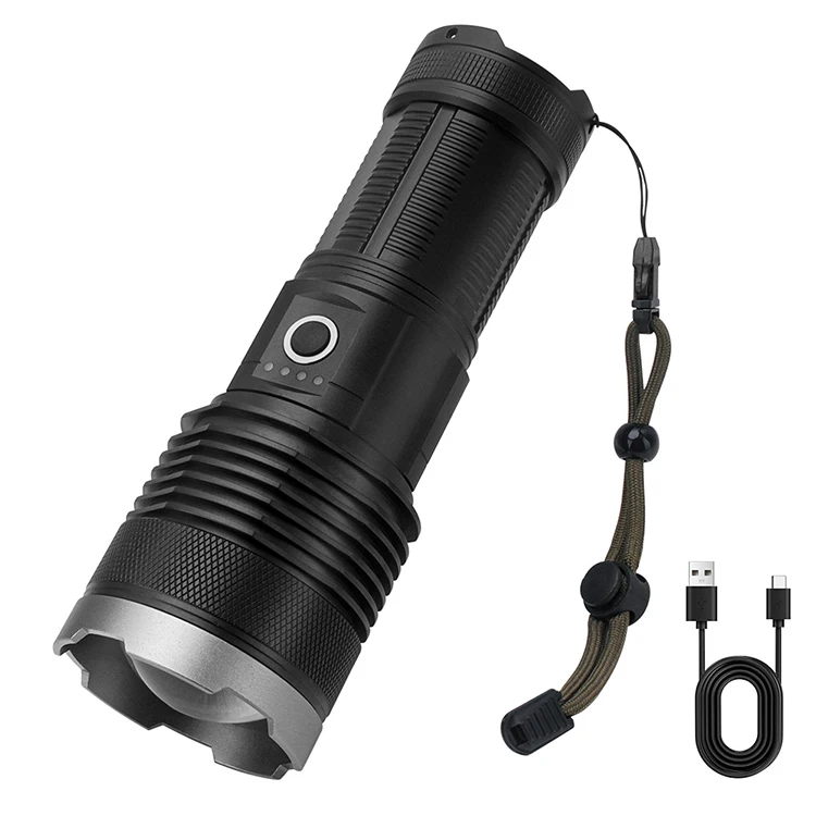 Boruit Powerful Camping Zoom Flash Light Tactical USB Rechargeable LED Flashlights Aluminum Alloy linternas led alta potencia