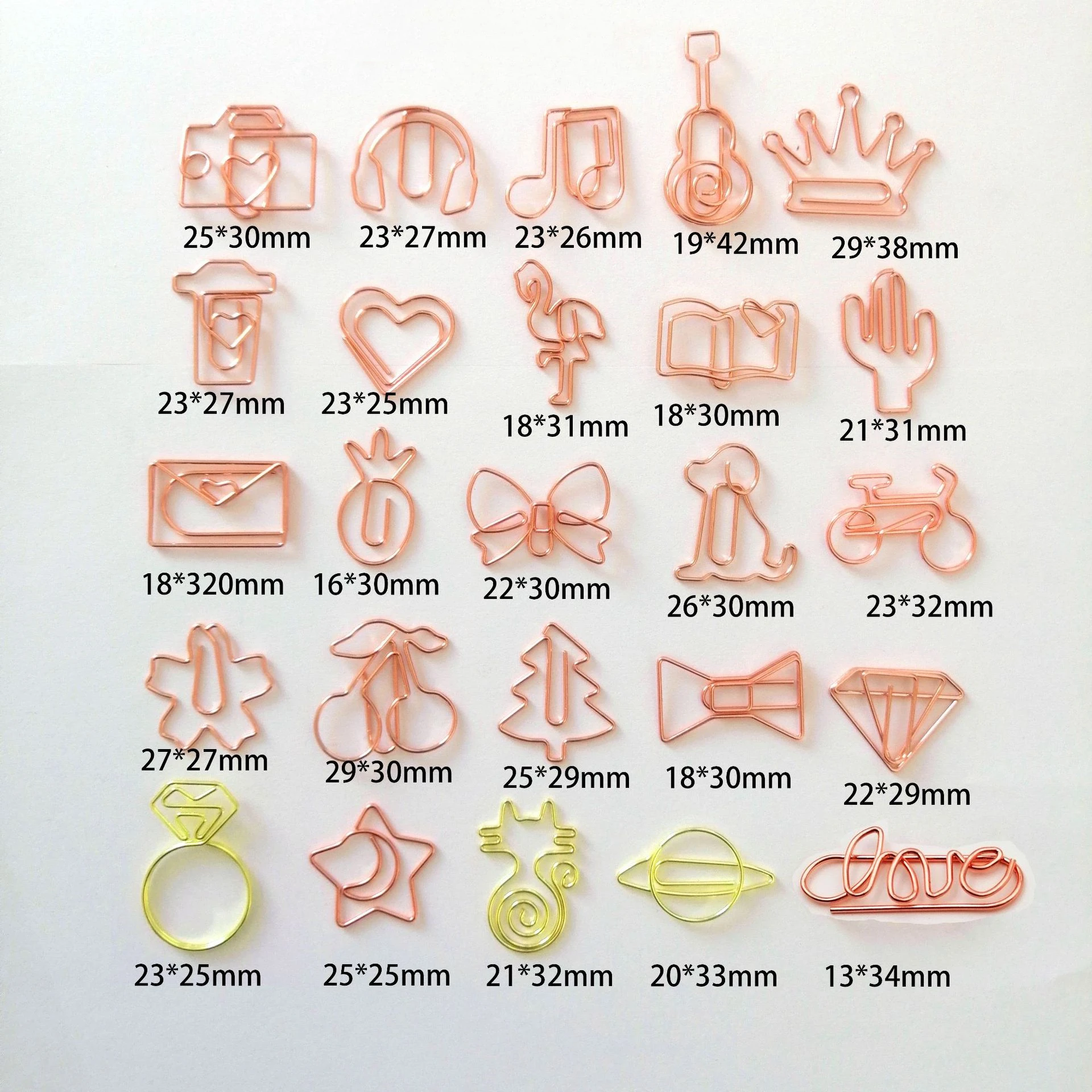 20-Pack Cute Paper Clips, Heart Diamond Crown Shape Assorted Paper Clips - Fun Bookmark Marker Clips for Office School Wedding P
