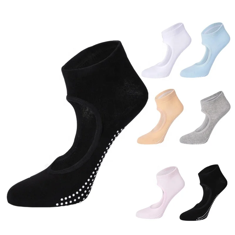 New Women Customizable Anti Slip Ballet Pilates Grip Toeless Yoga Socks for women non-slip