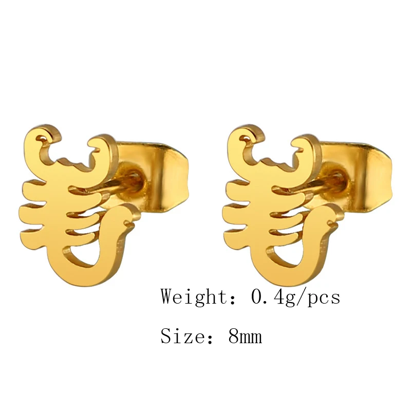 Europe America Fashion Jewelry Gold Silver Stainless Steel Scorpion Shape Women Men Earrings