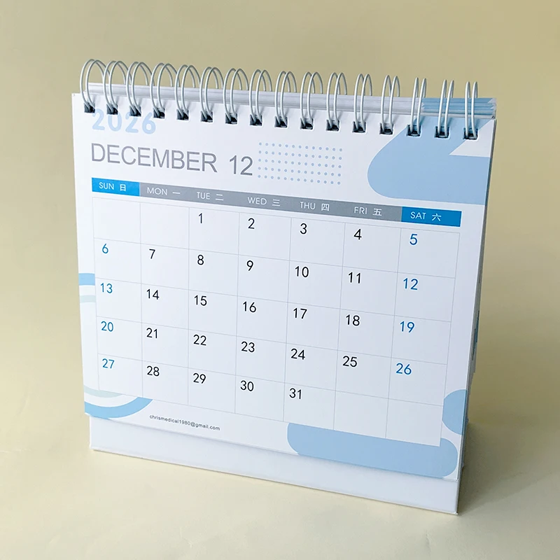 Wholesale 2025 2026 large luxury unique spiral calendar table desk flip calendar stand customized for office