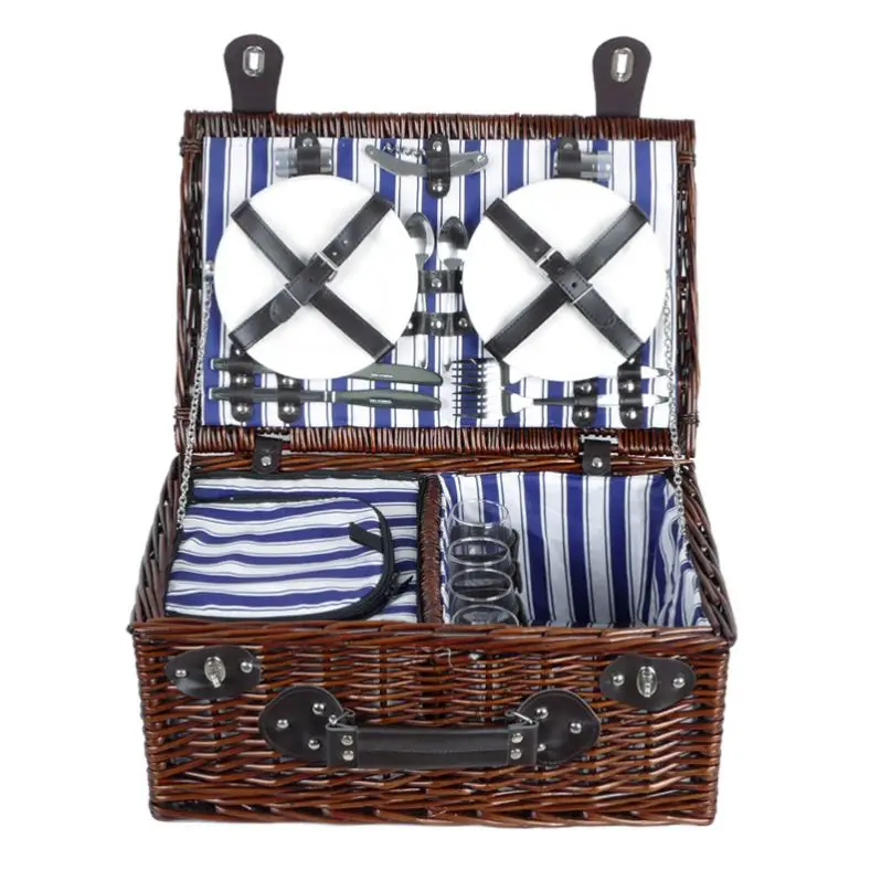 Willow 2 Person Wicker Bulk Decorative Wholesale Picnic Basket With Handles