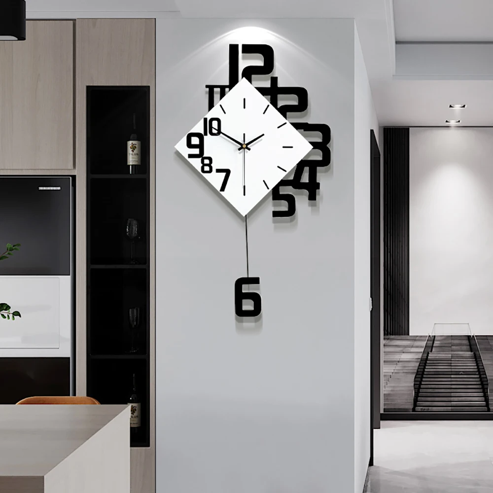 Northern Europe Manual Decorative Wall Clock with Pendulum Modern Iron Wall Clock For Living Room
