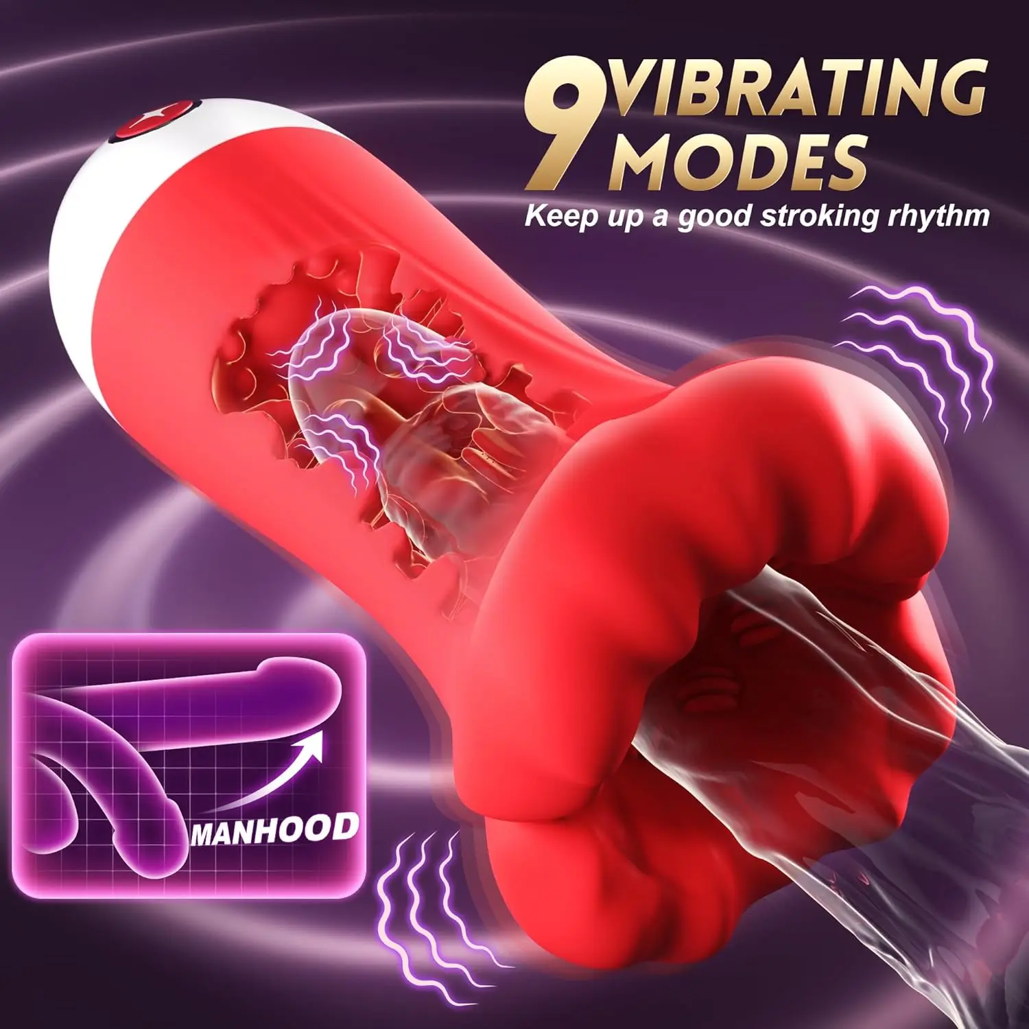 Aimitoy 4 IN1 Penis Vibrator Pocket Pussy Pump with 9 Training Stroker Modes App Remote Control Big Mouth Male Masturbator