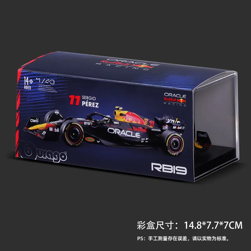 Новый 1:43 Bburago RB19 Red Bull F1 гоночный автомобиль статическая симуляция литая из сплава Модель автомобиля для детей Подарочная коллекция