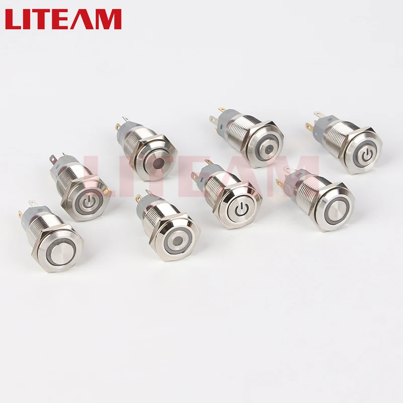 19mm metal Waterproof  Flat Button Metal Waterproof Momentary Push Button Switch 2 Pins Self-Locking push button switch
