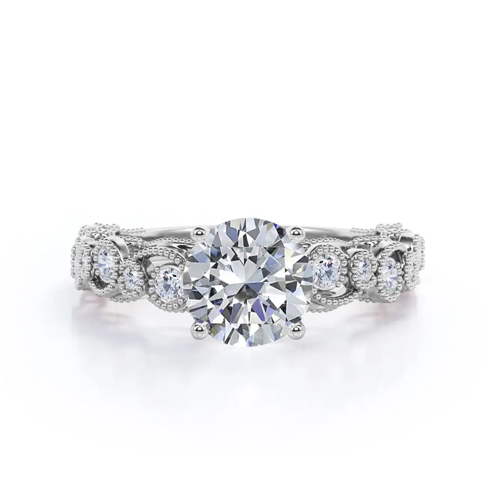 
925 Silver 2ct Round Cut Moissanite Diamond Ring / Customized Wedding Bridal Ring Jewelry 