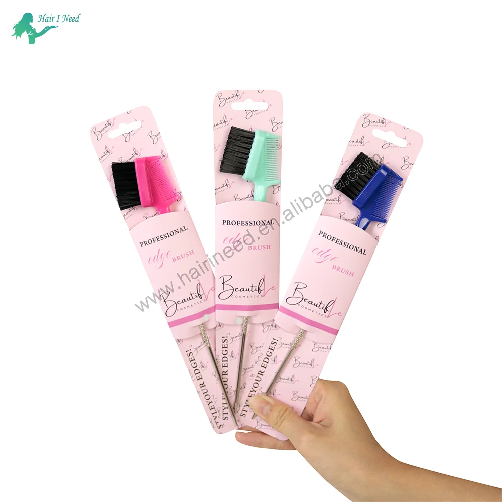 Роскошная частная этикетка щетка для управления краями волос индивидуальная упаковка двусторонняя с индивидуальным пакетом