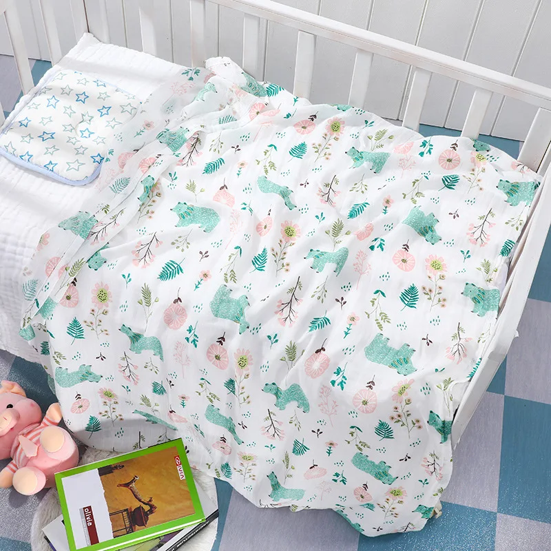 stock 110*120 cm 145 g/pc baby 2 layers muslin 30% cotton manufacturer baby 70% bamboo swaddle blanket muslin