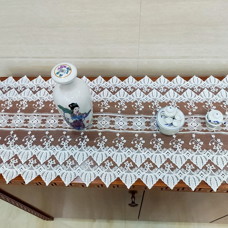 Embroidery tablecloth long lace hollow out cushion modern contracted style white