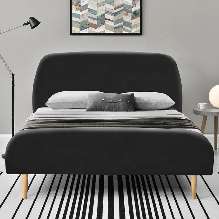 Willsoon 1196 Luxury Scandinavia Round Corner Modern Design Bedroom Furniture Linen Fabric LIT Bed