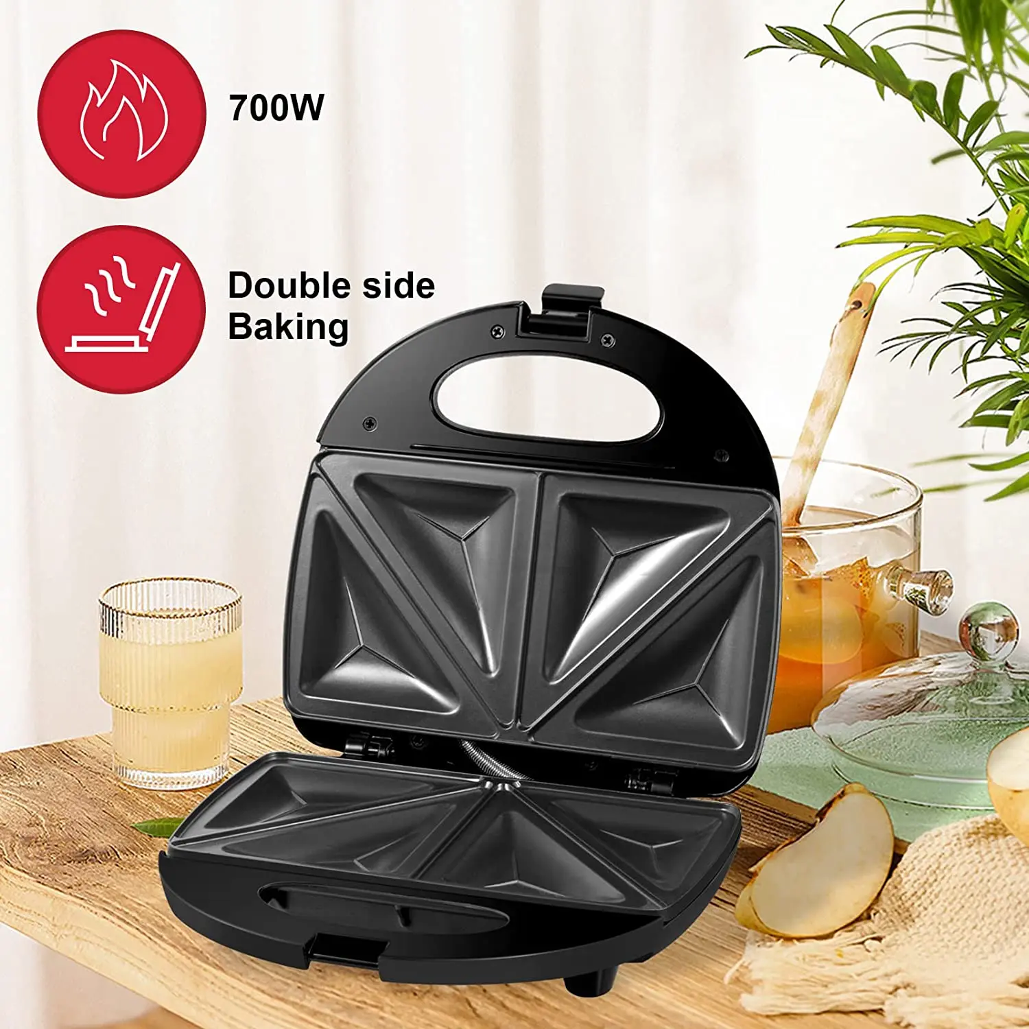 Maibo 2-slice New 700W Multi Function Non-Stick Sandwich Maker Toaster