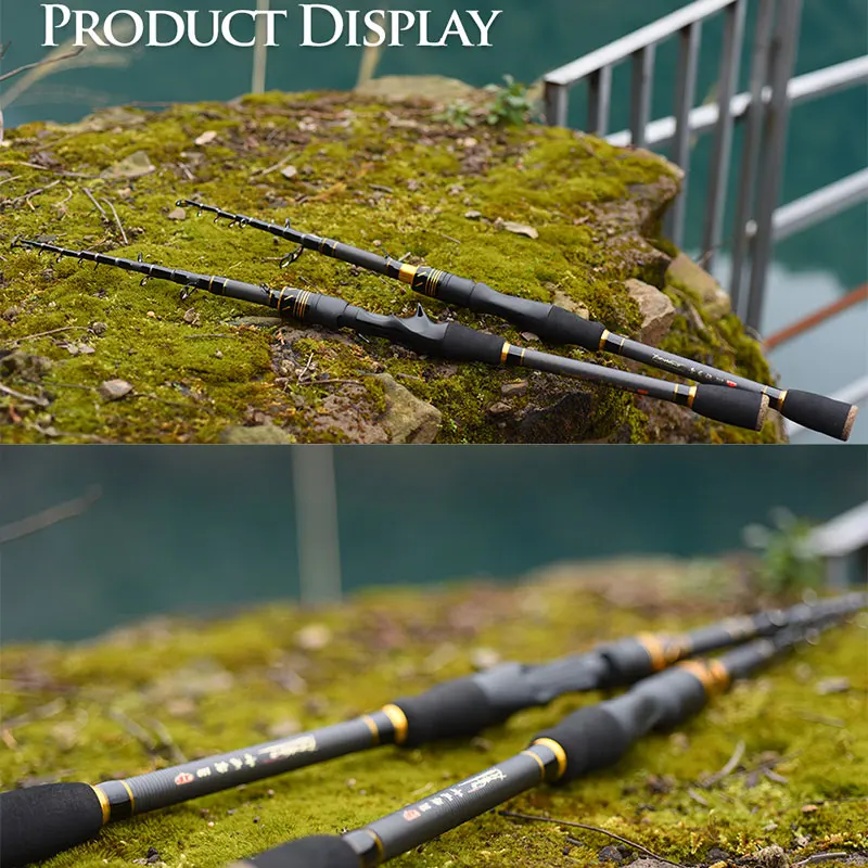 LINNHUE 1.8m 2.1m Carbon Rod Spinning/Casting Rod Travel Fishing Super Light 7-8 Section Fishing Rod