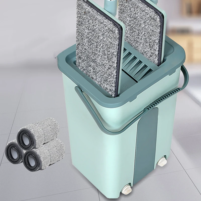 2022 Magic Mop Free Hand Washing Flat Mop Floor Squeeze Magic Rotary Mop With Telescopic Rod Bucket Set