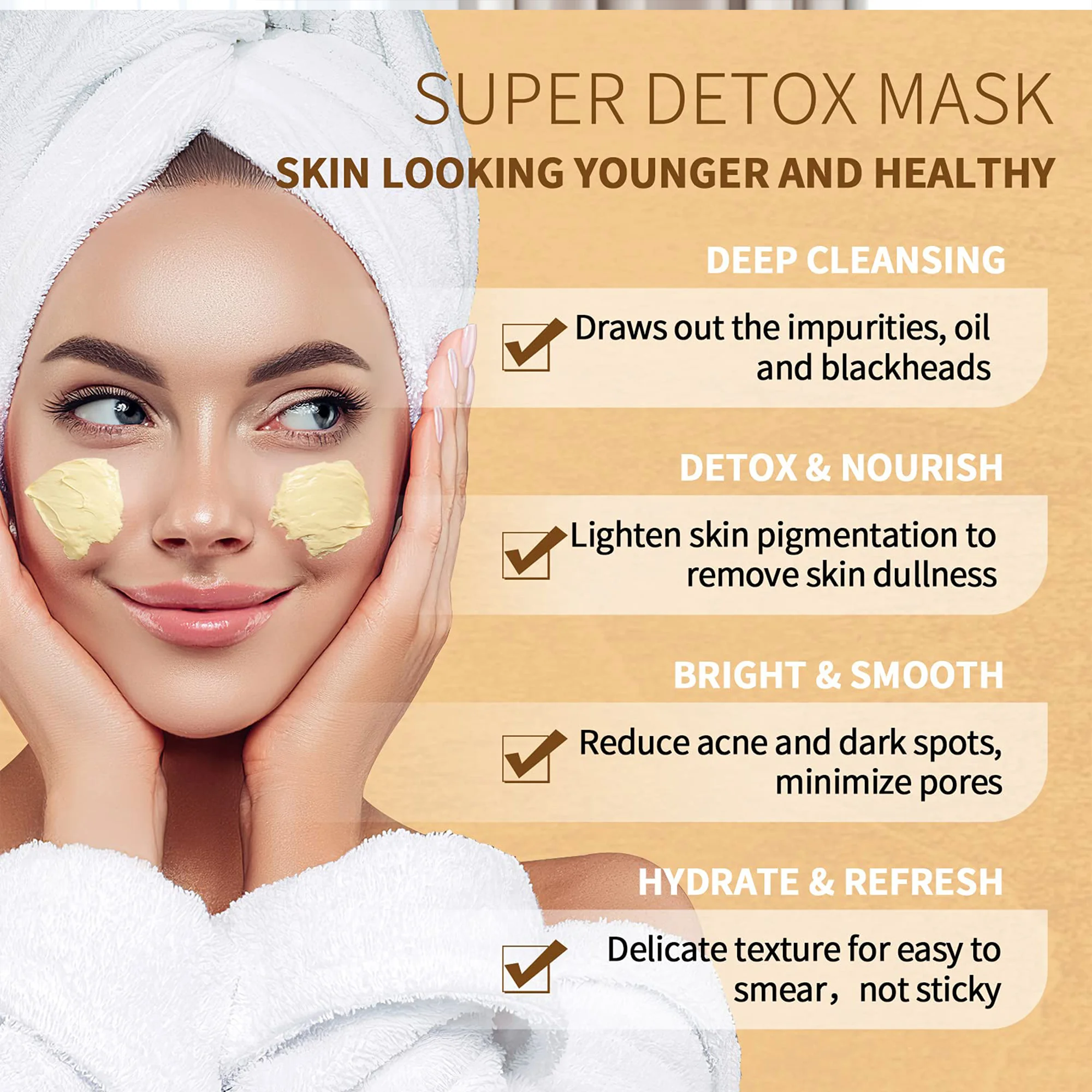 Private Label Skincare Facial Vitamin C Infused Kaolin Clay Turmeric Collagen Targets Dark Spots Dull Skin Oil Pores