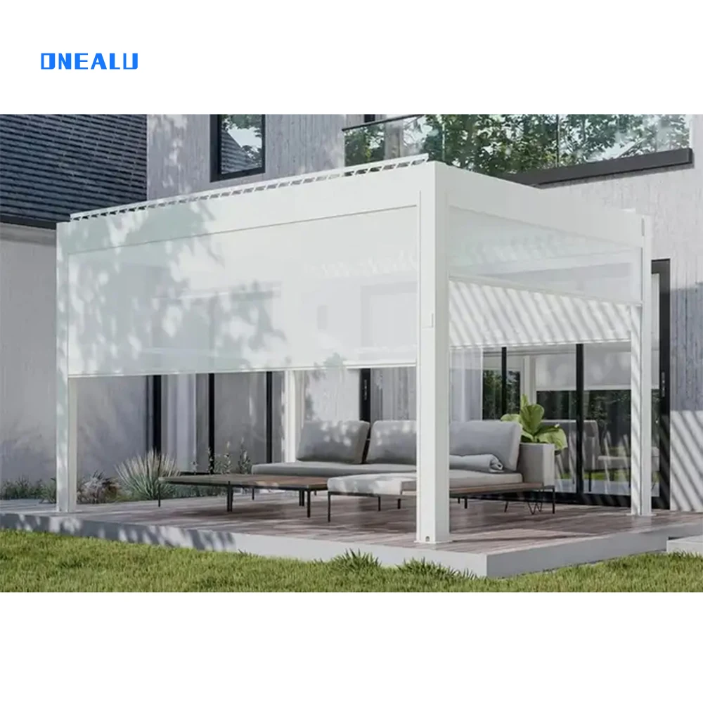 Aluminum Pergola 6063 T5 aluminum alloy 3x4x2.7m Wind and rain protection manual reversing shutters bioclimatic gazebo canopy