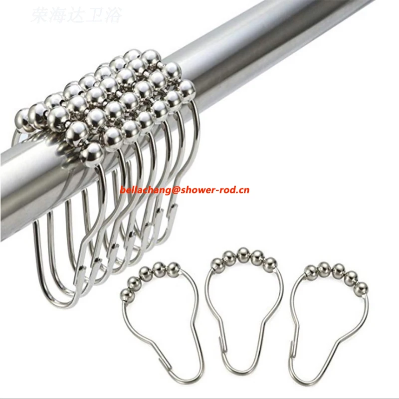 Stainless Steel Shower Curtain Rings 12 packs Metal round brushed nickel Shower Hooks for Bathroom Shower Rods