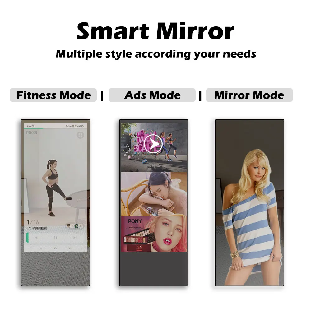 23/32/43/inch touch screen digital interactive fitness fit out mirror stand android a.i. magic smart mirror fitness Advertising