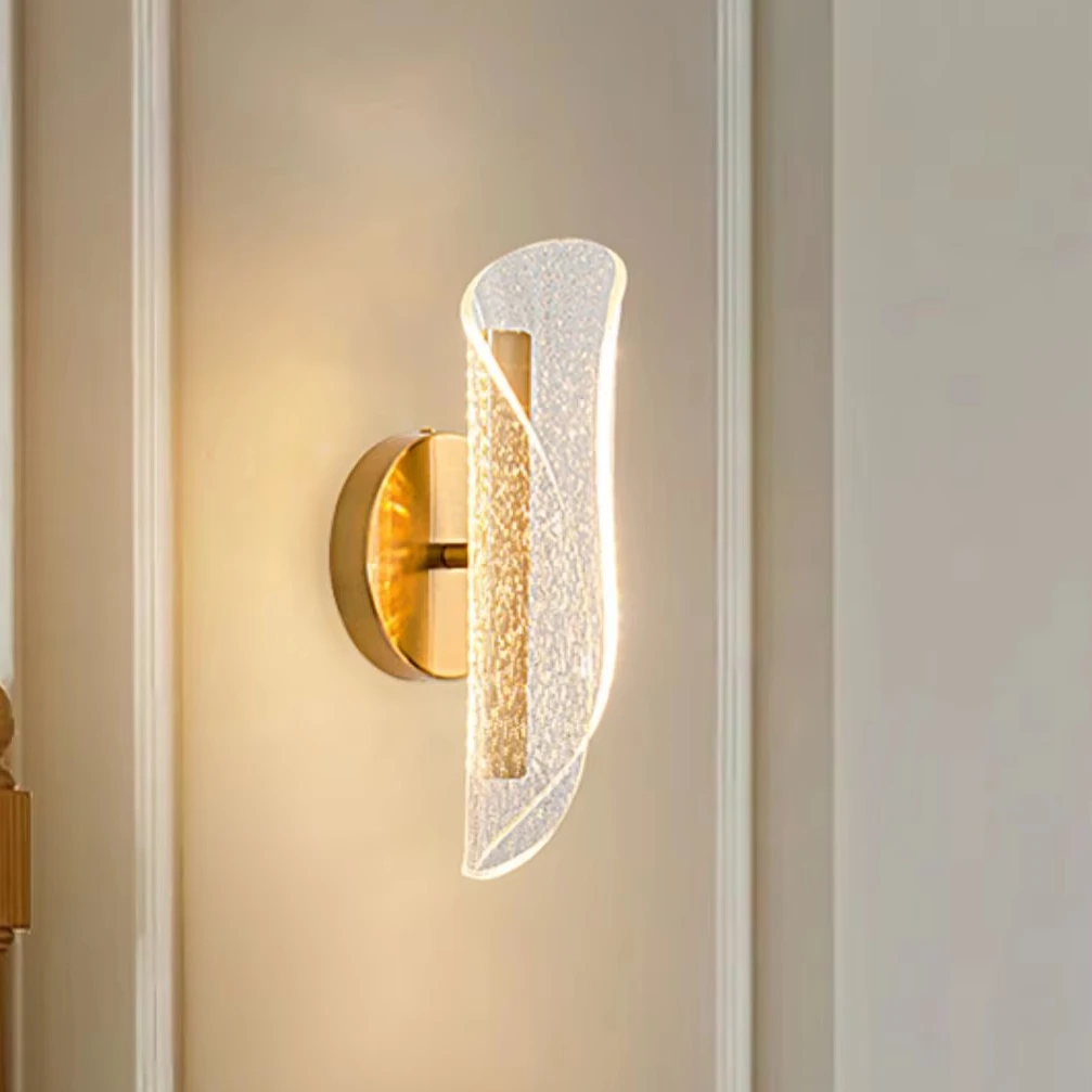 Golden romantic bedroom bedside decorative wall lamp high sales cost-effective living room background wall acrylic wall light