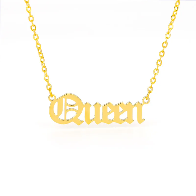 Go Party 18K plated stainless steel Queen King Mom  Lucia Lily letter name necklace