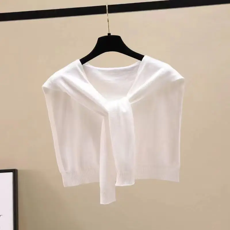 Spring and Summer Shawl Hollow Crocheted Solid Color Knitted Woolen Outwear Shawl for Women