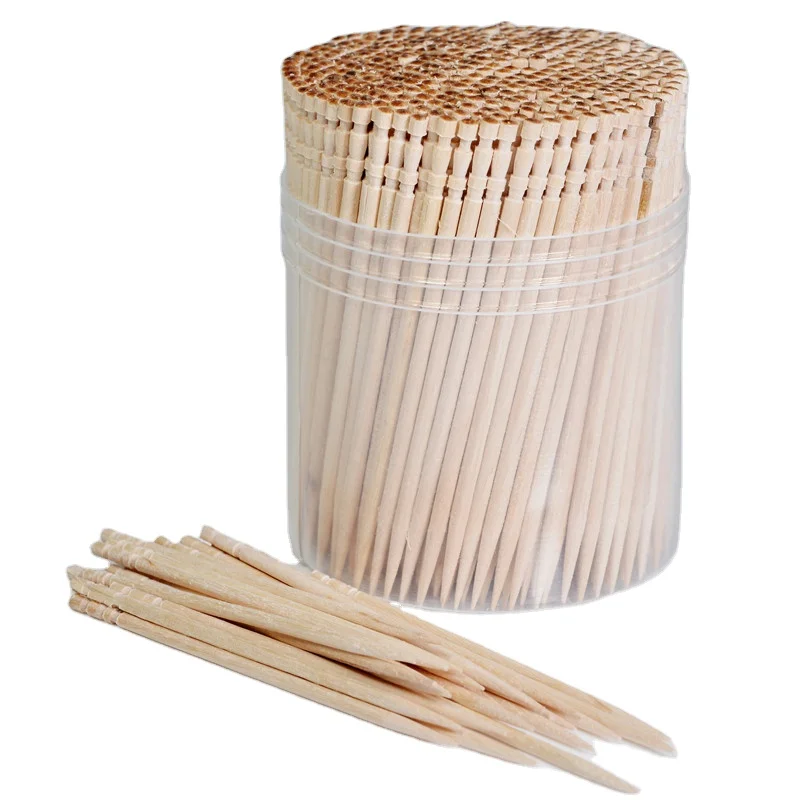 Заводская индивидуальная 250 шт./коробка цветная круглая головка пластиковая бутылка одноразовый деревянный держатель для Зубочисток