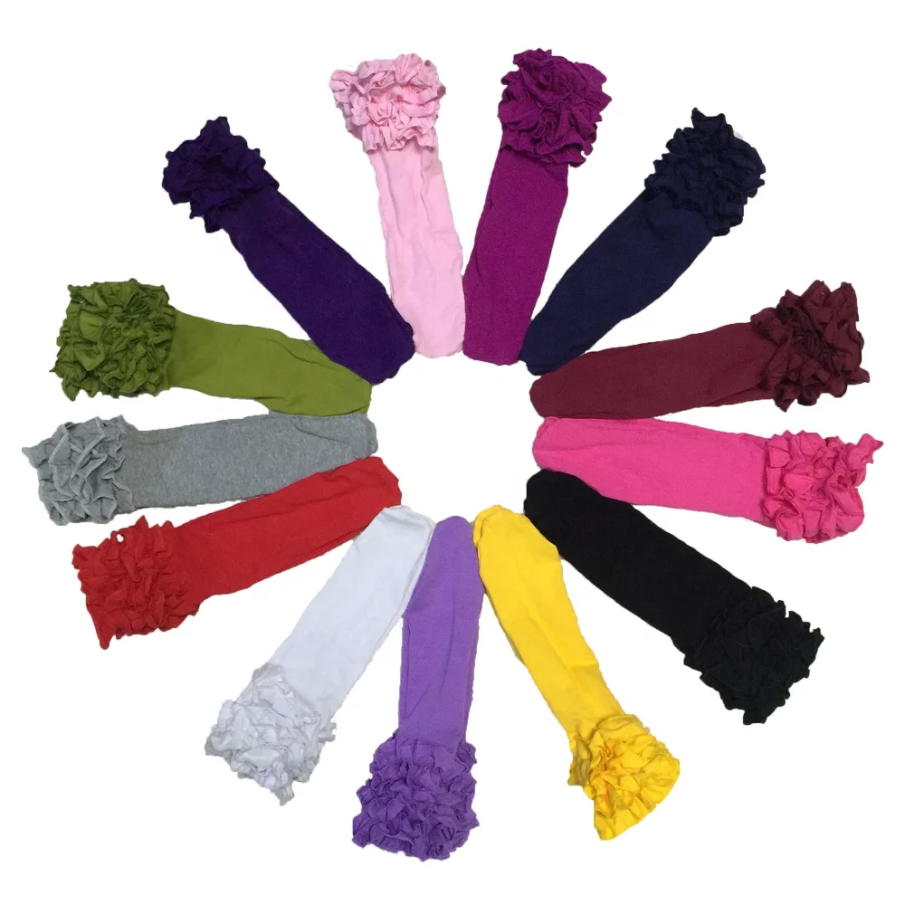  QL2021 wholesale toddler clothes solid cotton socks ruffle mid-calf length sock kid sets baby knee