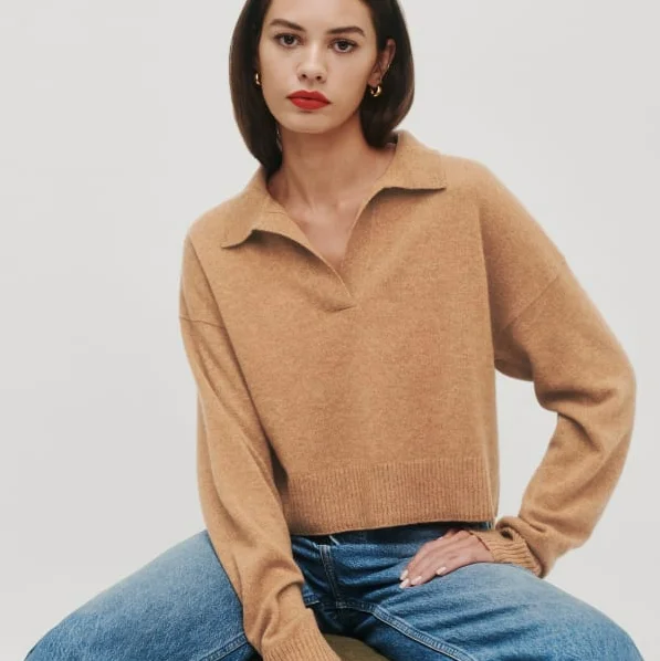 Customize 100% women cashmere sweater top polo wool cashmere pullover for women