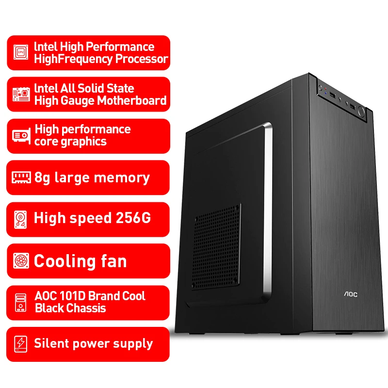 JIESHUO Motherboard Graphics Card CPU RAM Gamer Gaming Computer PC Desktop With Monitor Mouse Keyboard