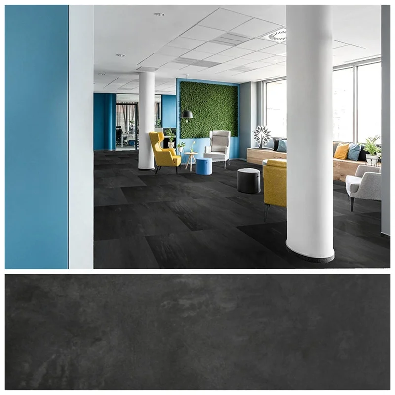 Spc Quick Unilin Lock Factory Supplier Deep Embossed Plastic PVC Stone Pattern Vinyl Flooring Click Lock System Simple Color