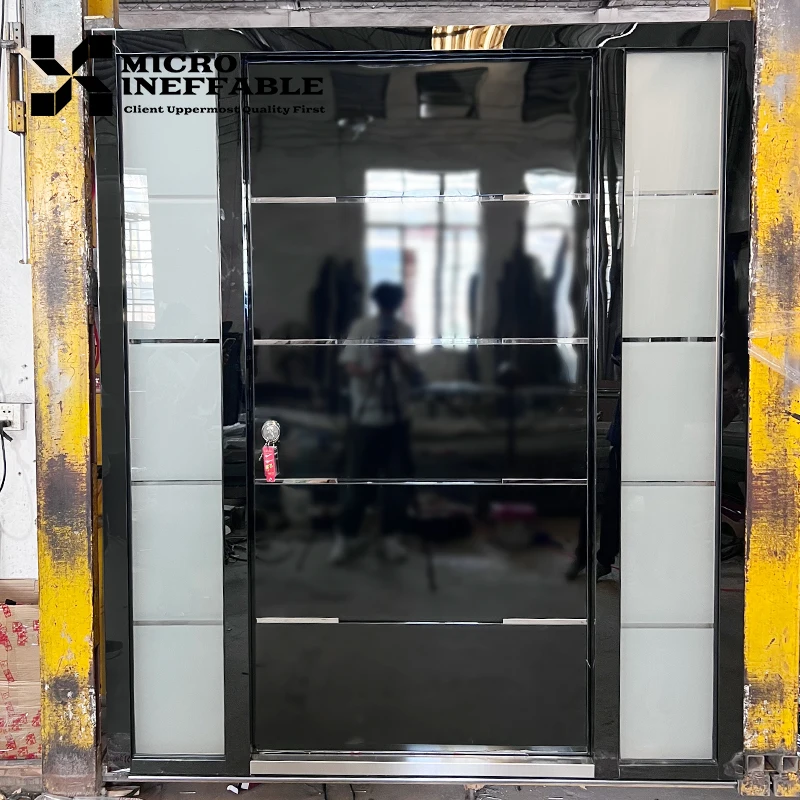 Fancy Cheap Security Exterior Main Door Stainless Steel Front Entry Door Modern Entry Door