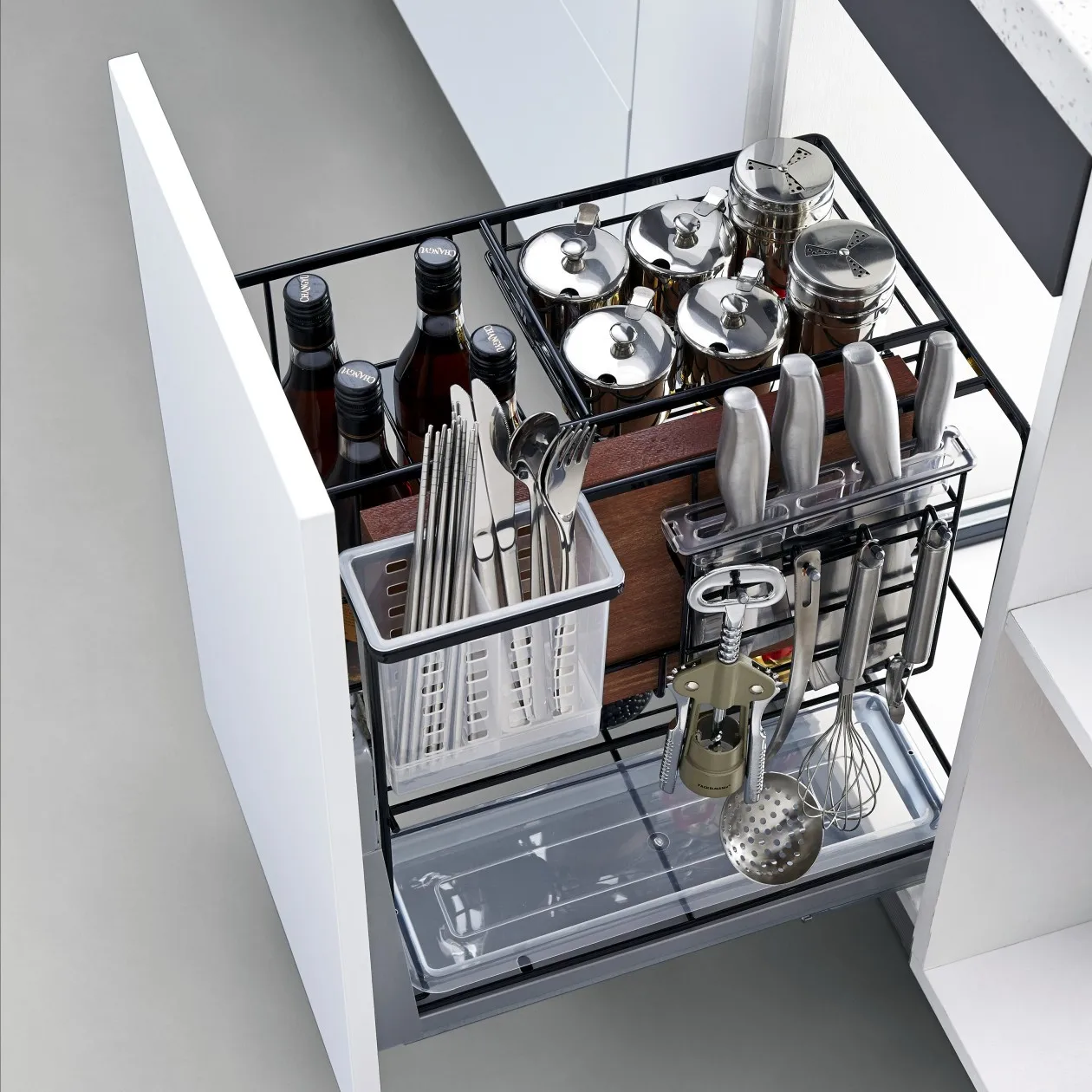 Stainless steel kitchen basket storage