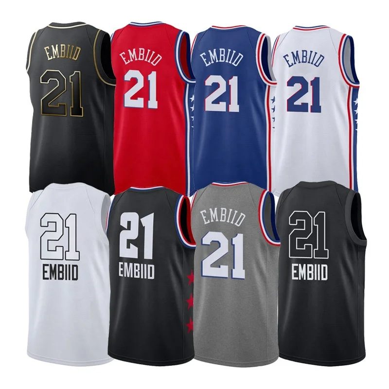 
Stitched Wholesale Joel Embiid # 21 Basketball Jersey 