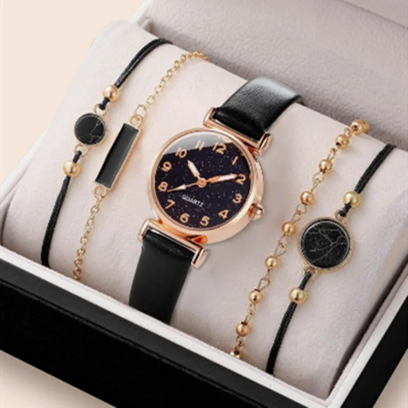 2025 Chinese Factory Cheaper Wholesale Beautiful Ladies Black Leather Woman Watch